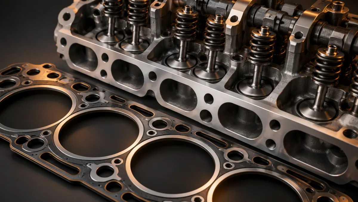 Motor supap mekanizması ve silindir kapağı contası yakın çekim